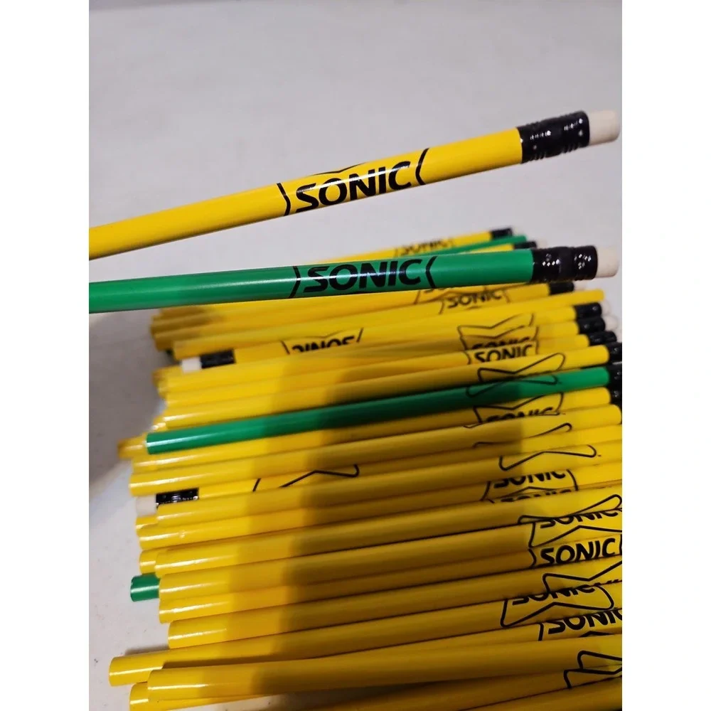 Lot Of 50 Wooden Pencils 'Sonic' With Rubber Erasers‎ Unsharpened